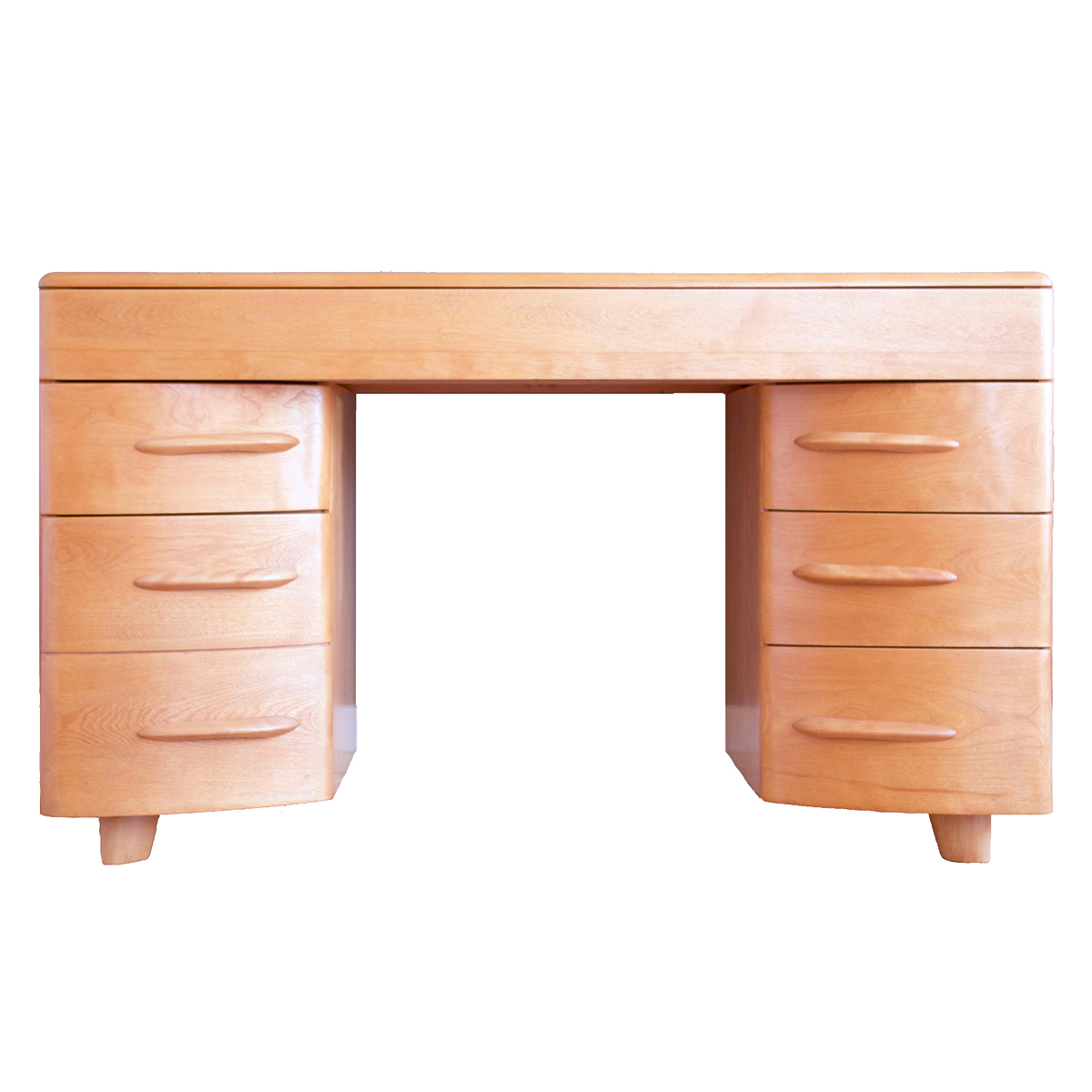 Heywood Wakefield Solid Maple Champagne Kneehole Desk Modernist Icon